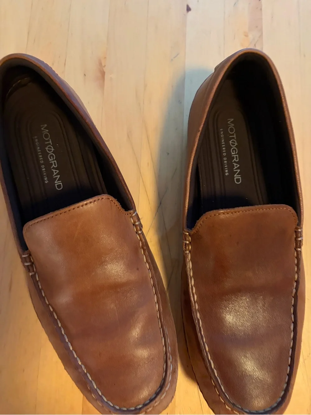 Cole Haan Tan Leather Moc Toe Slip-Ons